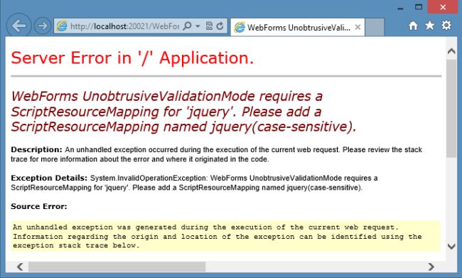 UnobtrusiveValidation in WebForm